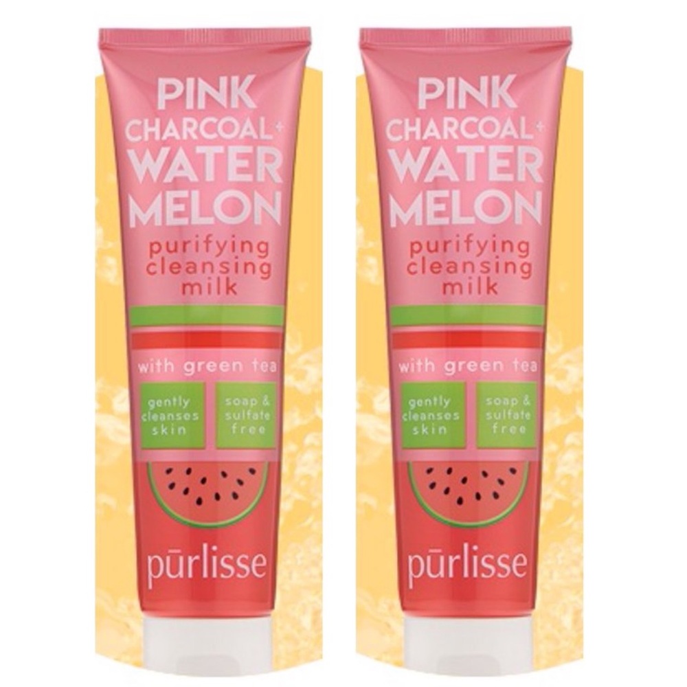 x2 Purlisse Watermelon+Pink Charcoal Purifying Cleansing Milk 3.4 oz each